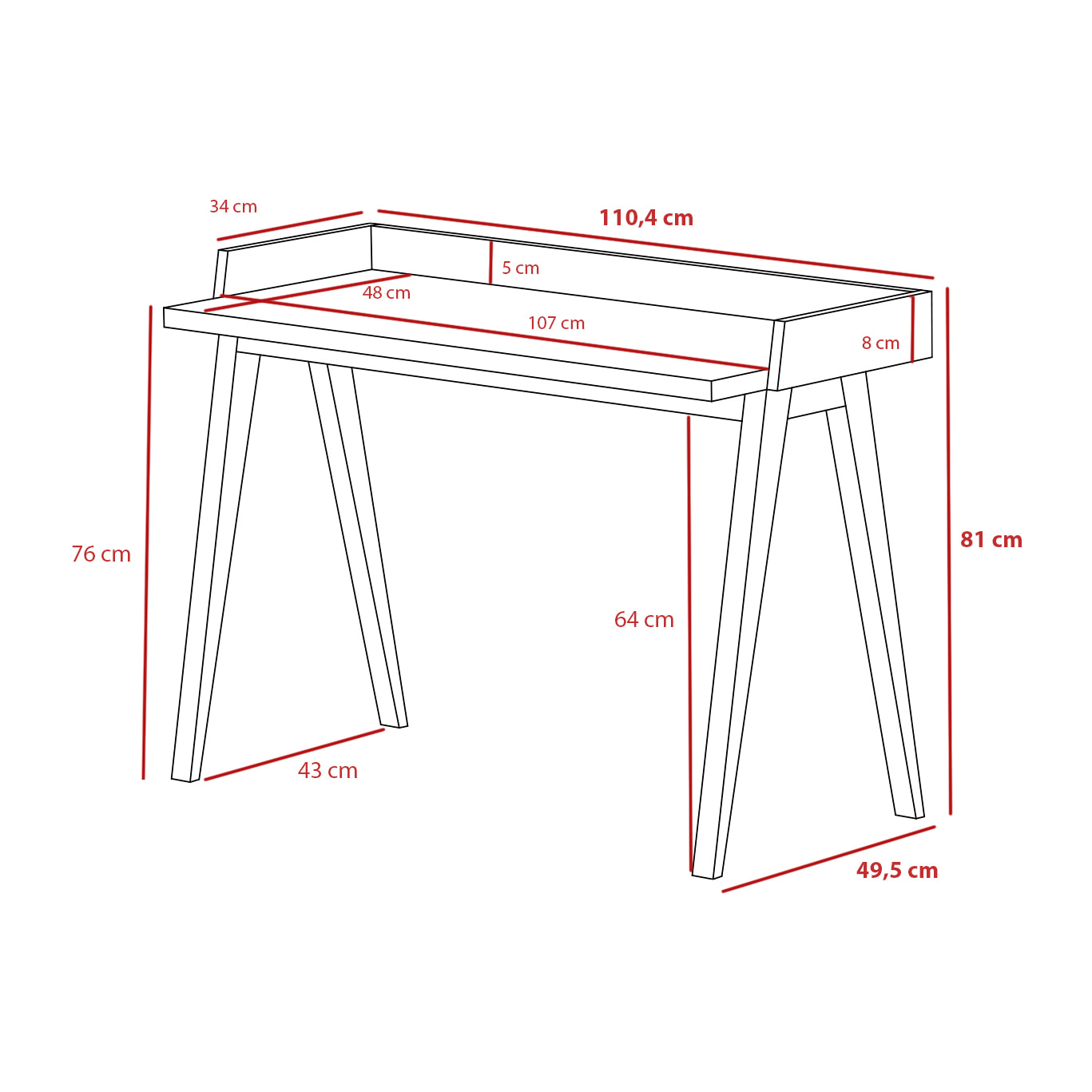 Escritorio Colmar nogal y negro 78x107x49 cm