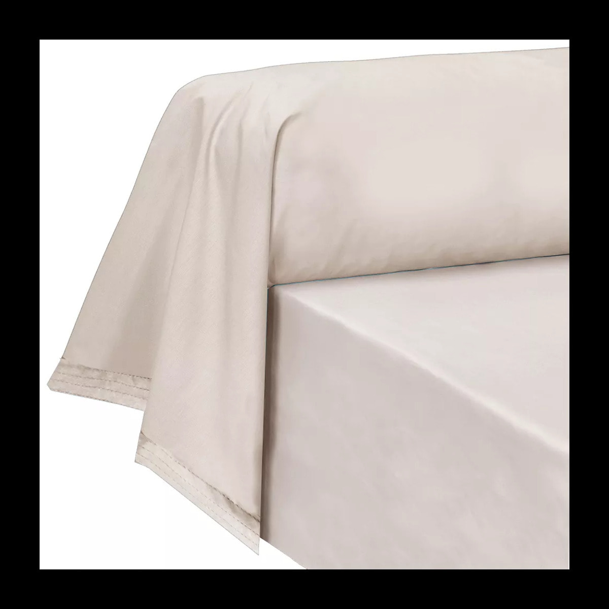 Taie de traversin percale de coton uni beige Olana lin
