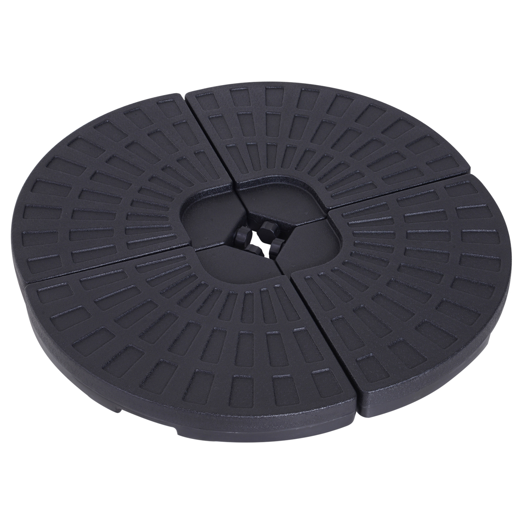 Lot de 4 poids de lestage pour parasols déportés dim. totales 48L x 48l x 8H cm polyéthylène haute densité noir