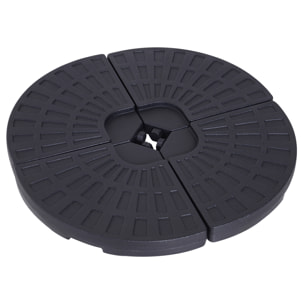 Lot de 4 poids de lestage pour parasols déportés dim. totales 48L x 48l x 8H cm polyéthylène haute densité noir