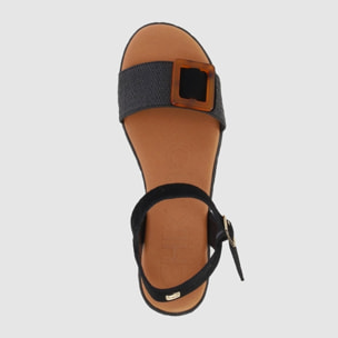 Sandalias de Serraje - Negro - Tacón: 5 cm