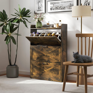 Mueble Zapatero de 3 Puertas Zapatero Estrecho con Estantes Ajustables Estilo Industrial para 24 Pares de Zapatos Mueble Auxiliar para Recibidor Entrada 80x24x118 cm Marrón Rústico