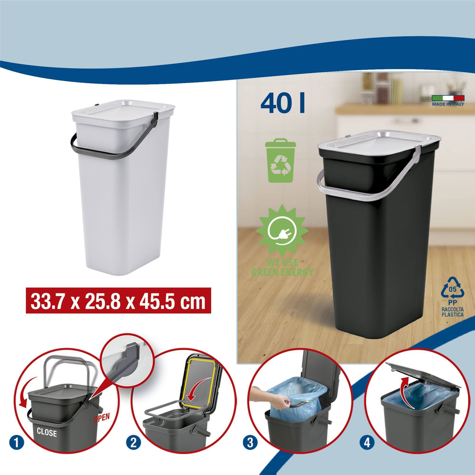 Papelera "moda" con asa blanco