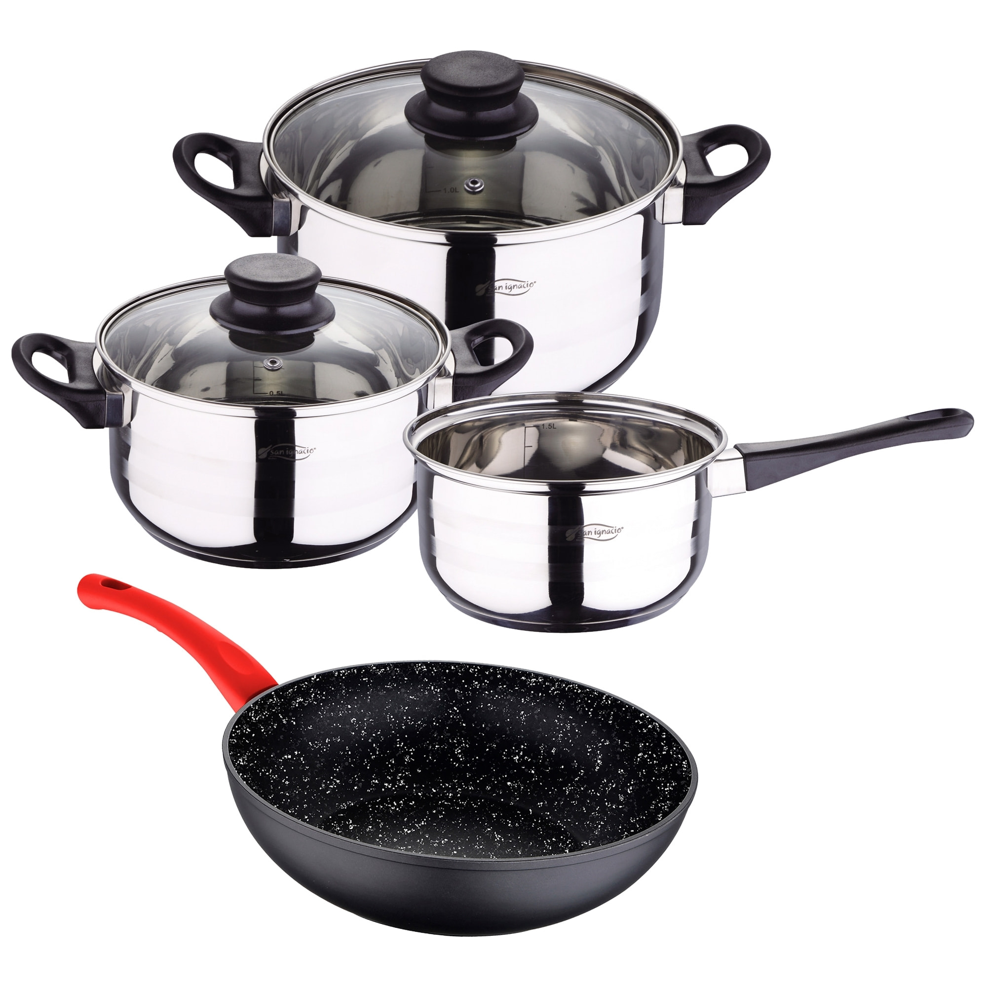 Juego de bateria de cocina de 5pc + wok en aluminio forjado san ignacio.