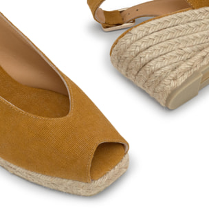 Alpargata destalonada Diana estilo peep-toe en algodón orgánico lavado