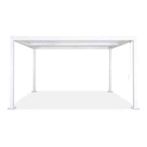 Pergola bioclimatique blanche. aluminium et acier. 3x4m. lames orientables