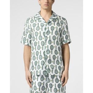 PHILIPP PLEIN Silk Bowling Shirt Tennis
