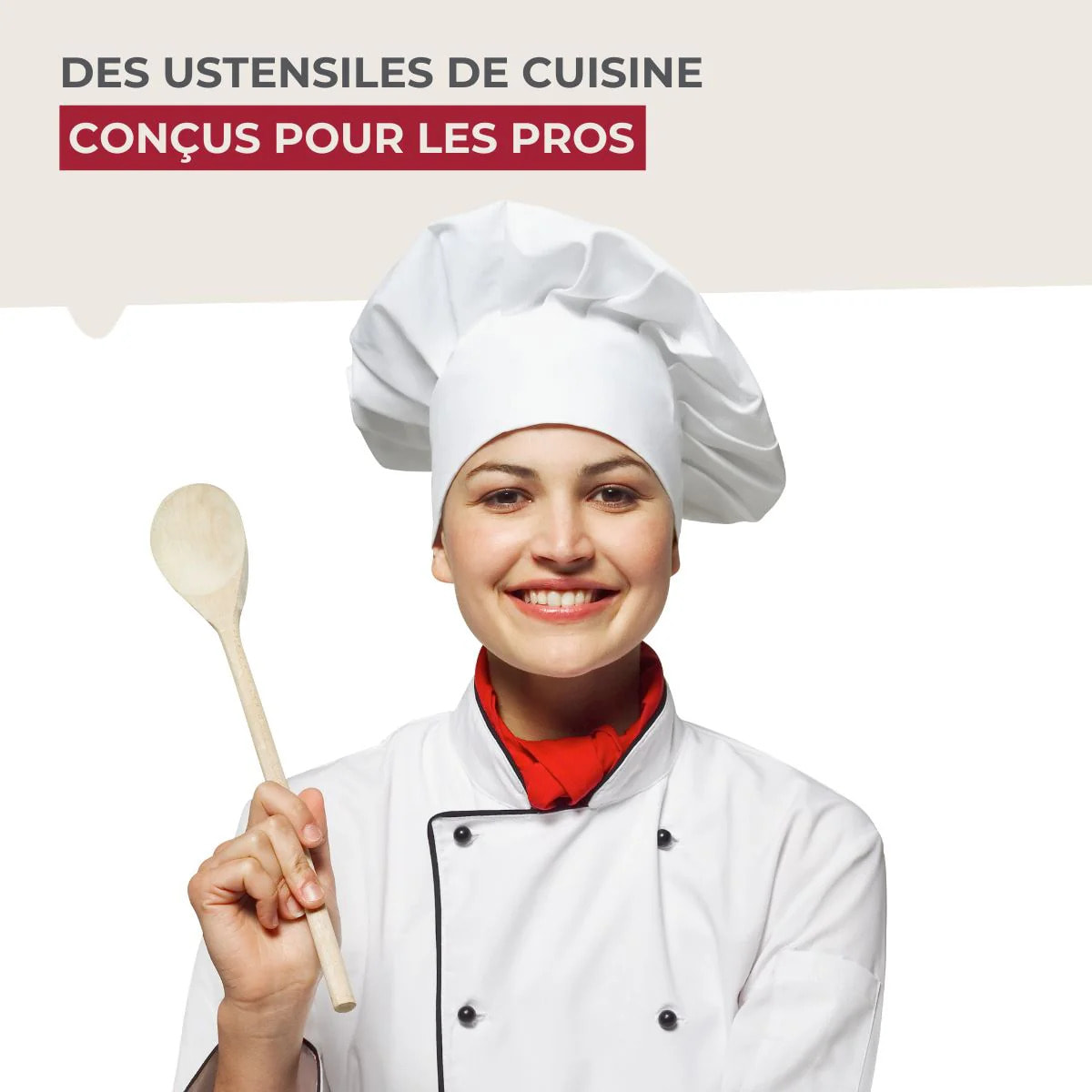 Set de 4 ustensiles de cuisine en bois FSC Fackelmann Nature