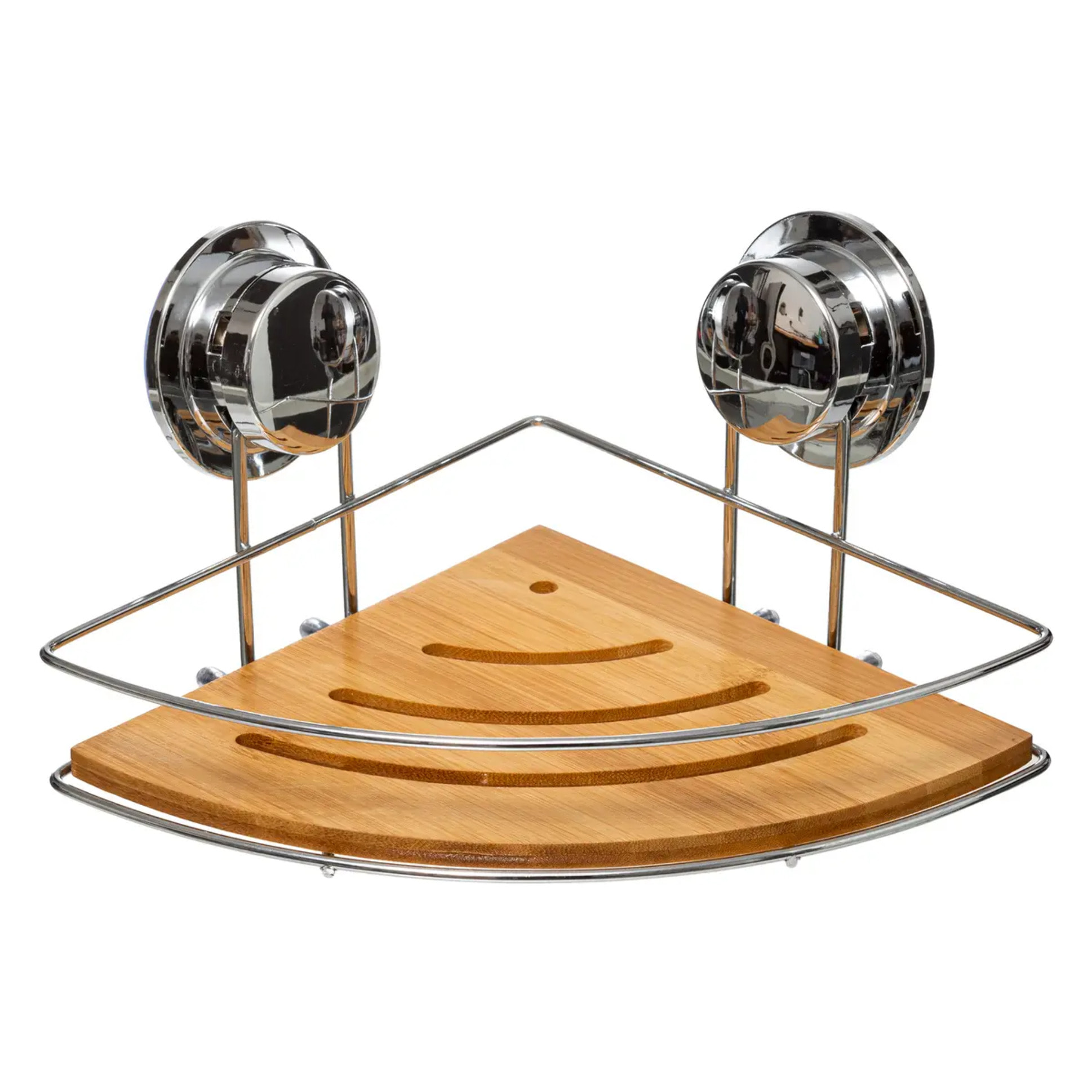 Étagère d'angle en métal et bambou