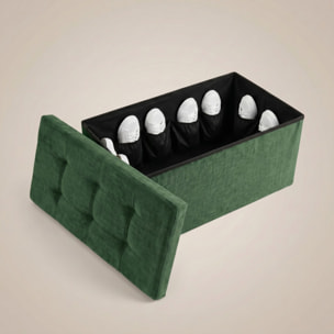 Pouf contenitore imbottito in tessuto con seduta lunga, panca multifunzione con spazio interno, ideale come poggiapiedi, seduta o contenitore, pratico e versatile per soggiorno, camera o ingresso, facile da pulire, dimensioni 76x34x34 cm
