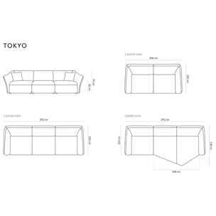 Canapé d'angle droit modulable "Tokyo" 5 places en velours beige clair