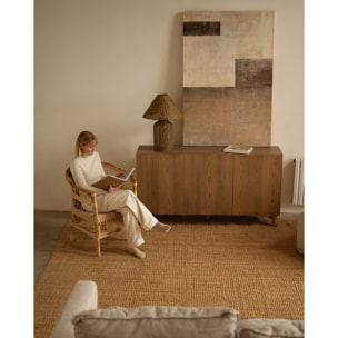 Aparador con 3 puertas de chapa de madera de fresno natural en tono avellana de 160x40cm Alto: 85 Largo: 160 Ancho: 40