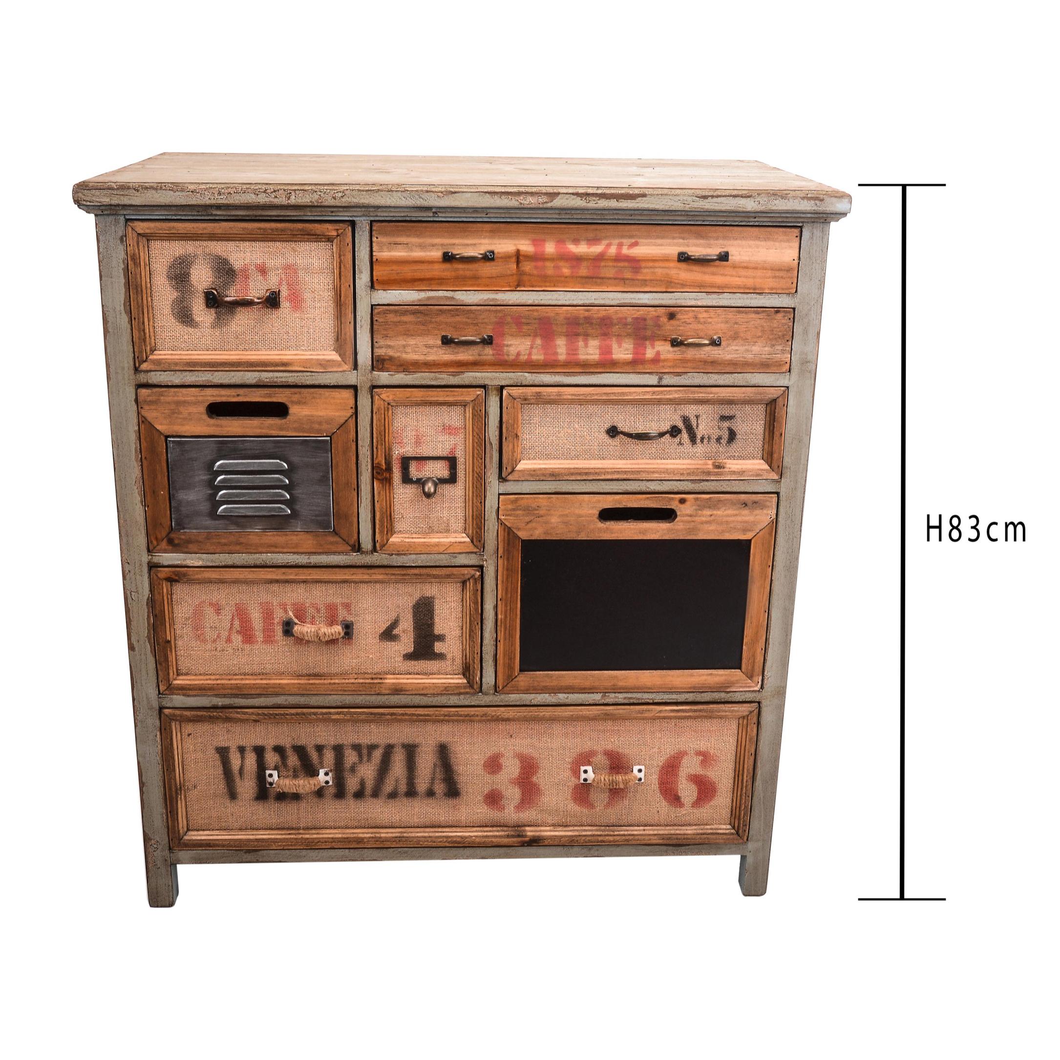 Credenza Con Cassetti Vintage. Altezza 83 Cm - Pezzi 1 - 75,5X83X40cm - Colore: Grigio - Bianchi Dino - Mobili, Tavoli, Scaffali Etc