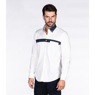 Camicia Uomo Popeline Stretch Unito Bianco