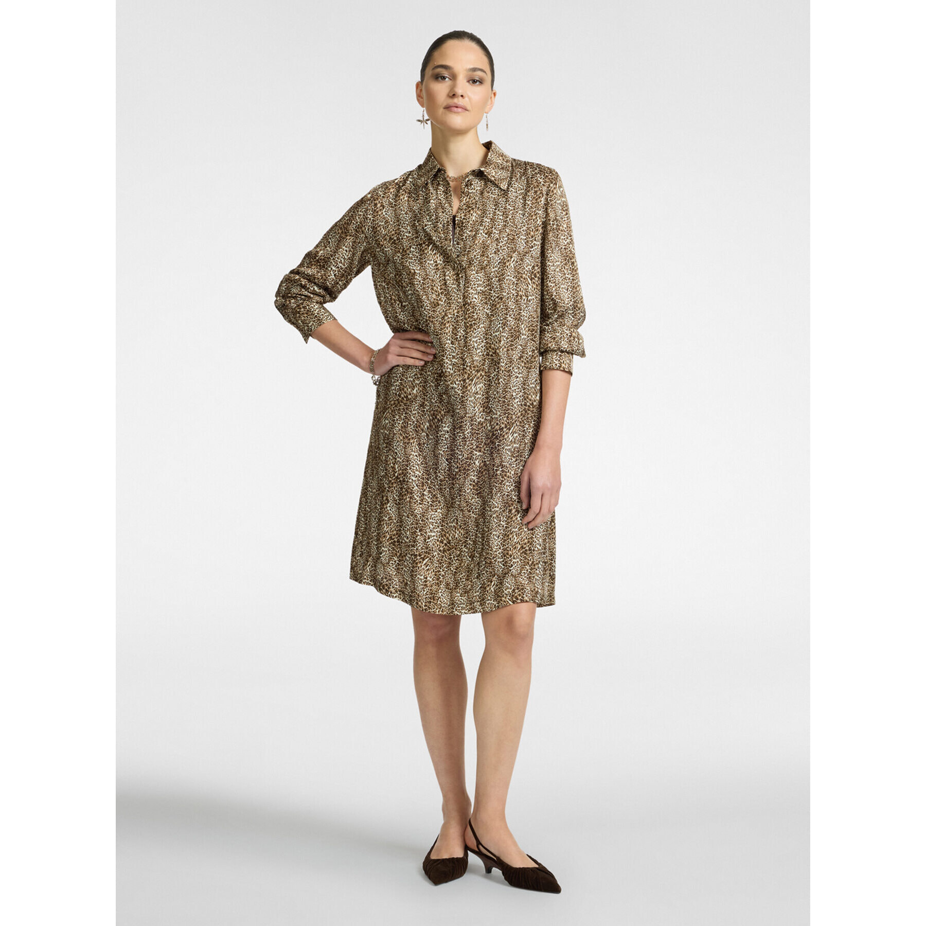 Elena Mirò - Vestido de estampado animal - Marrón