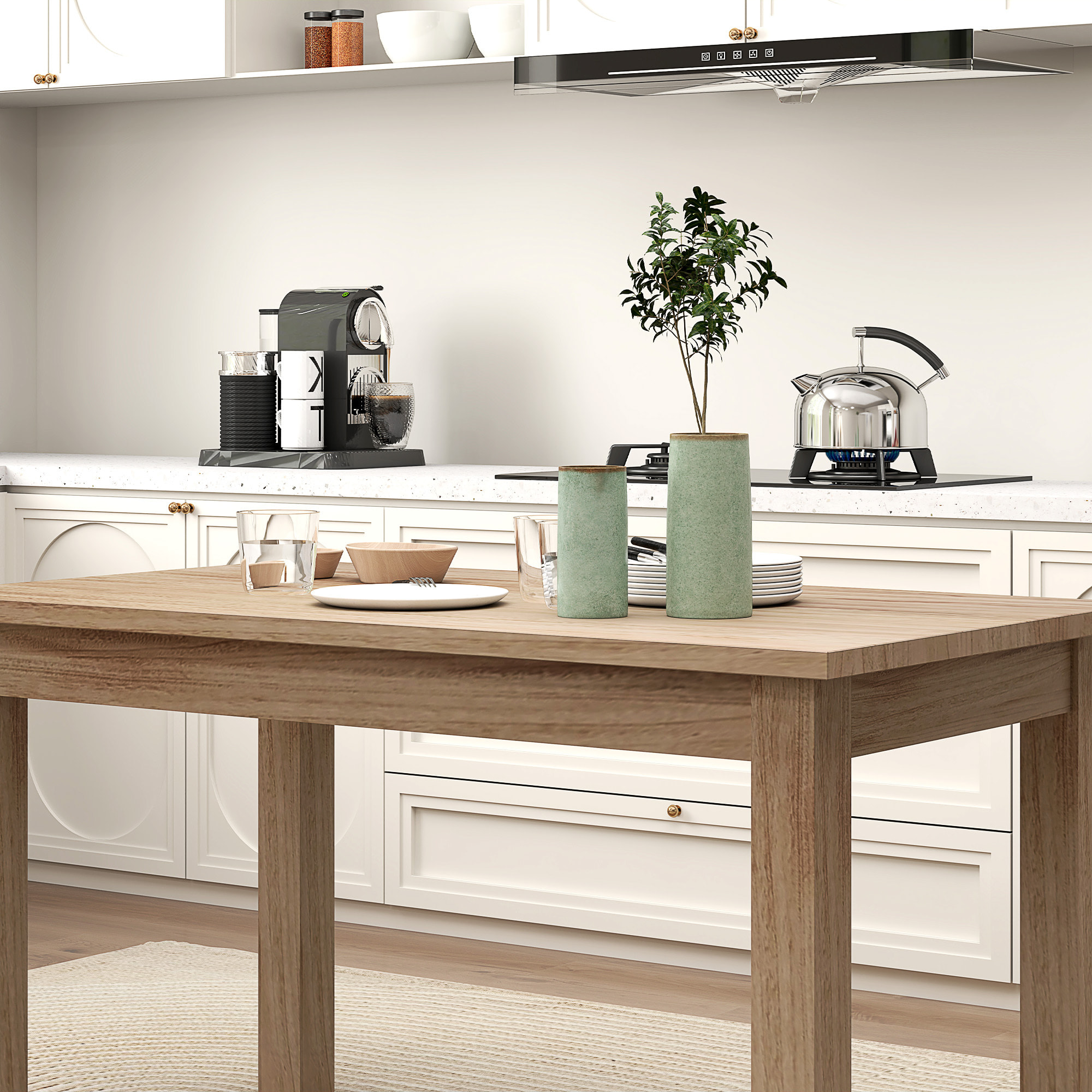 Mesa de Comedor Mesa Rectangular para 6 Personas Tablero Laminado para Cocina Salón 140x80x78 cm Natural