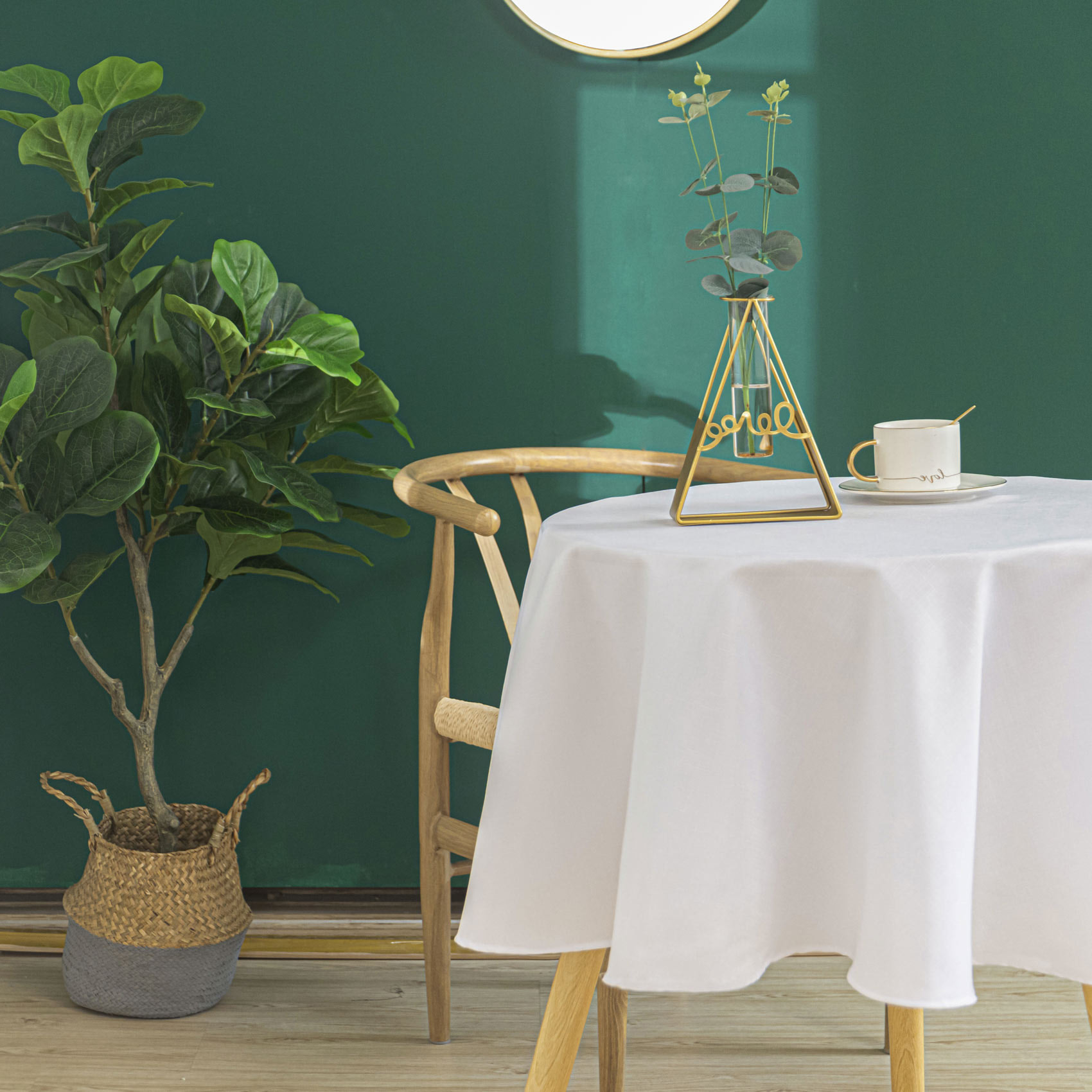 Nappe ronde infroissable et anti-tâches - Blanc