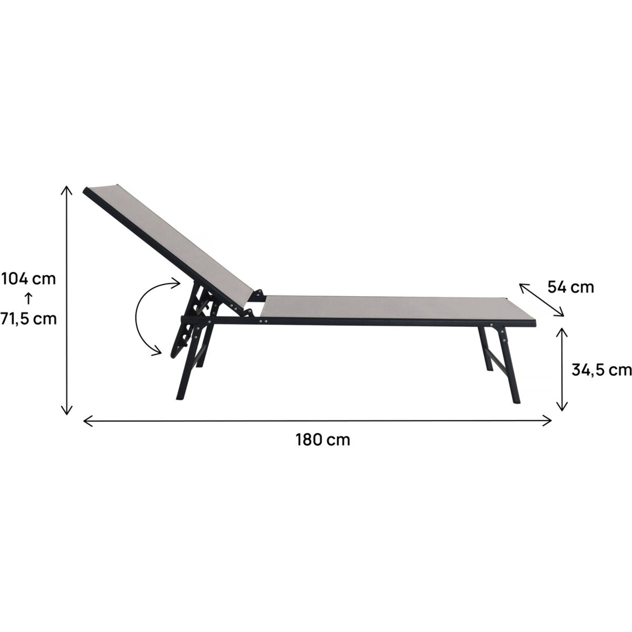 Lot de 2 bains de soleil en métal "Sublima" - 180 x 54 x 104 cm - Taupe
