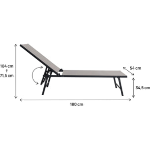 Lot de 2 bains de soleil en métal "Sublima" - 180 x 54 x 104 cm - Taupe