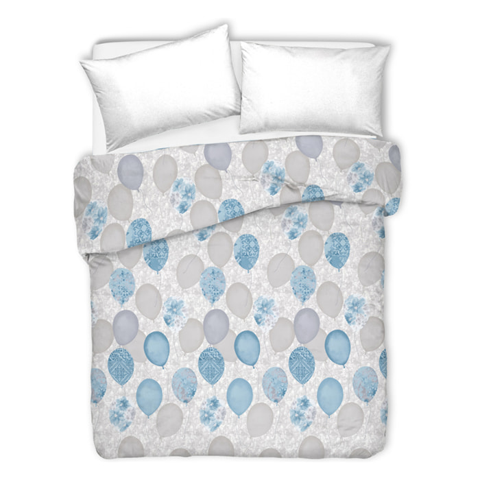 Copriletto di cotone palloncini azzurro
