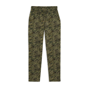 Pantaloni regular fit in viscosa animalier con gamba dritta