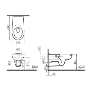 Conforma WC suspendu sans bride PMR en céramique, vendu sans abattant, blanc brillant (5810-003-0075)