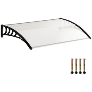 Marquesinas Exterior para Puertas y Ventanas, 122x89 cm, Tejadillo de Protección contra Sol y Lluvia, con Cubierta de Policarbonato, Soporte de Aleación de Aluminio, Blanco