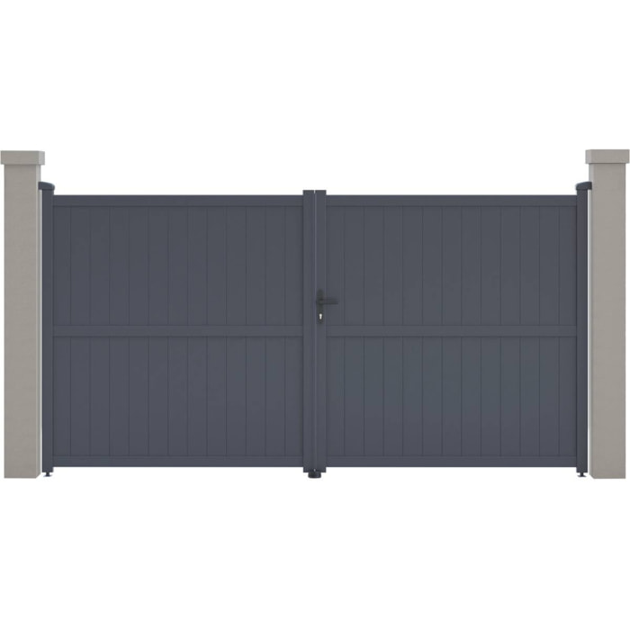 Portail aluminium "Maurice" - 349.5 x 180.9 cm - Gris