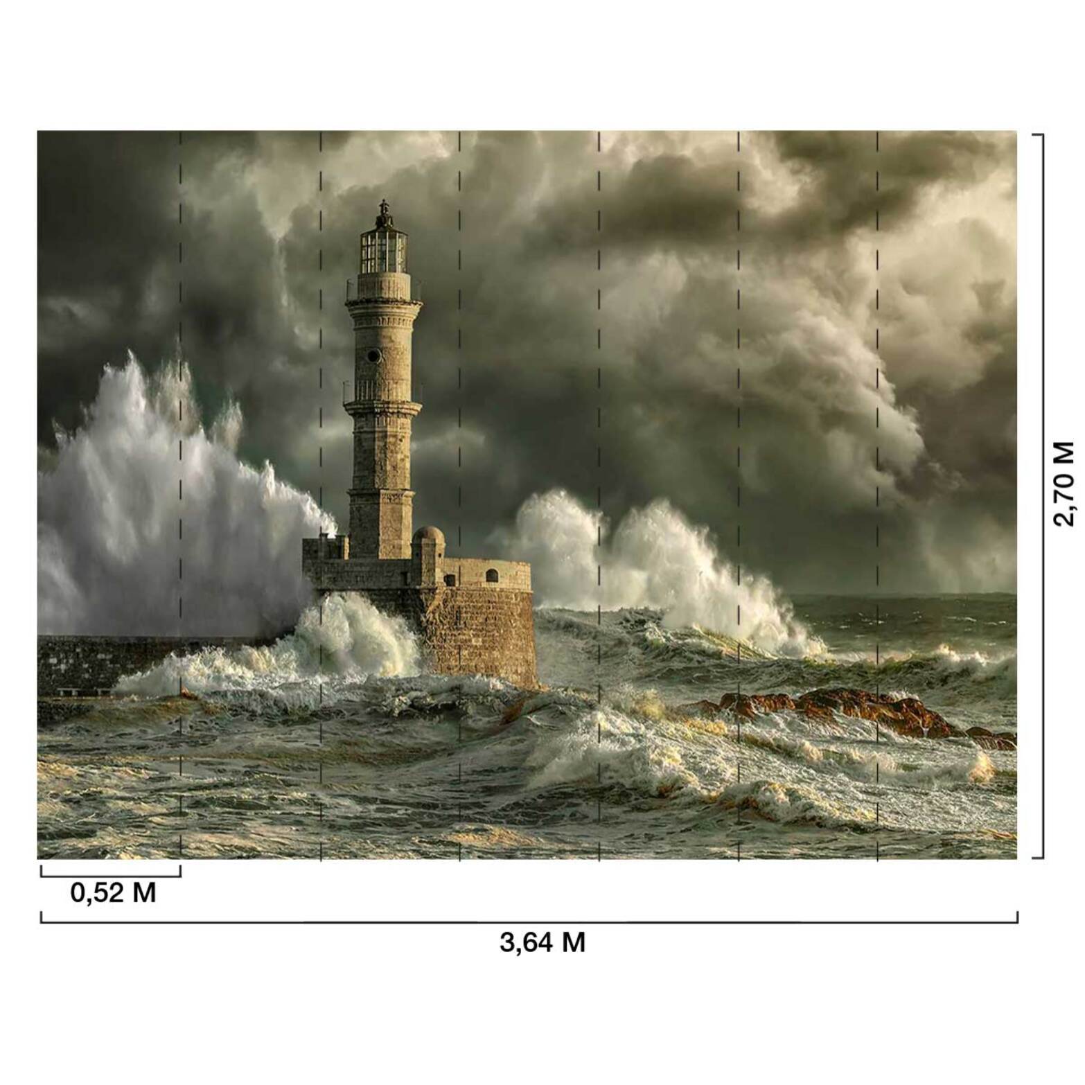 Papier peint orage sur le phare Intissé