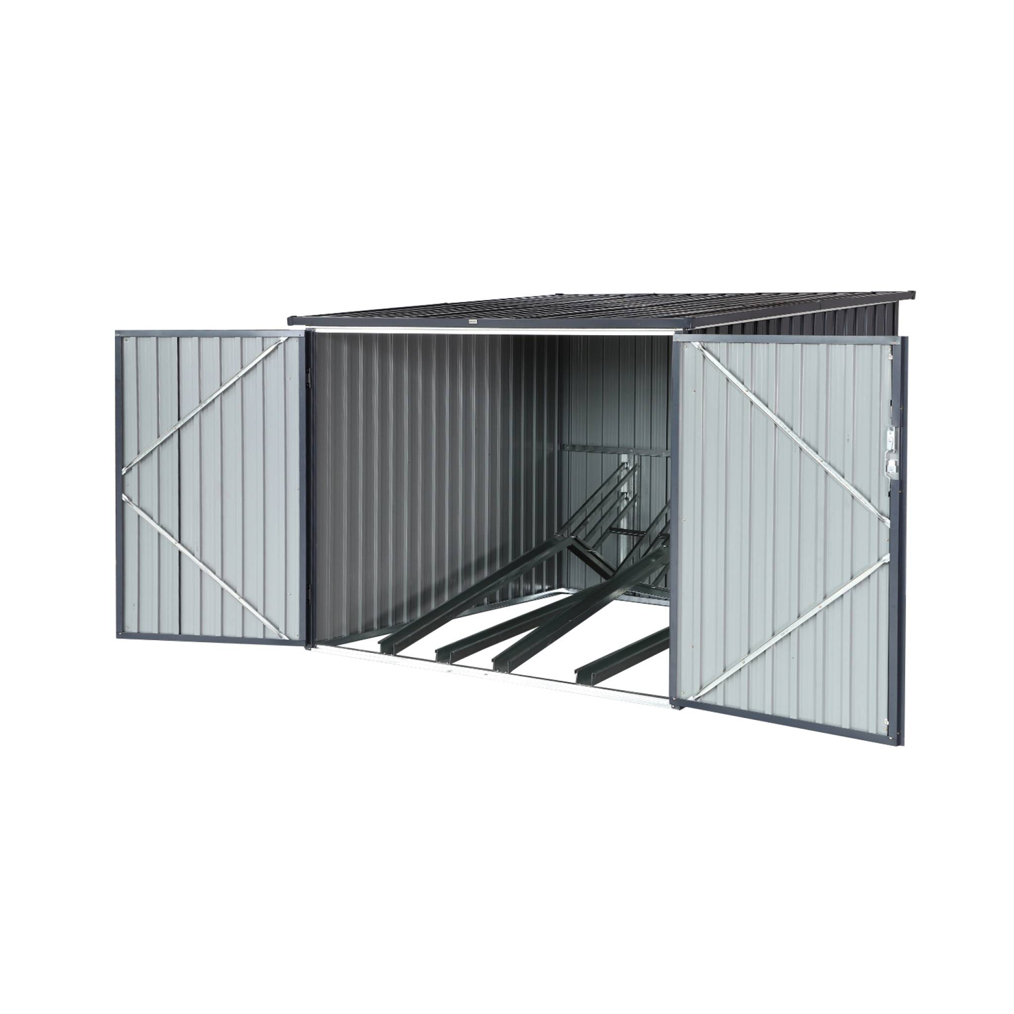Abri à vélo. rangement 4 vélos. gris en acier galvanisé. L 203 x P 198 x H 157 cm