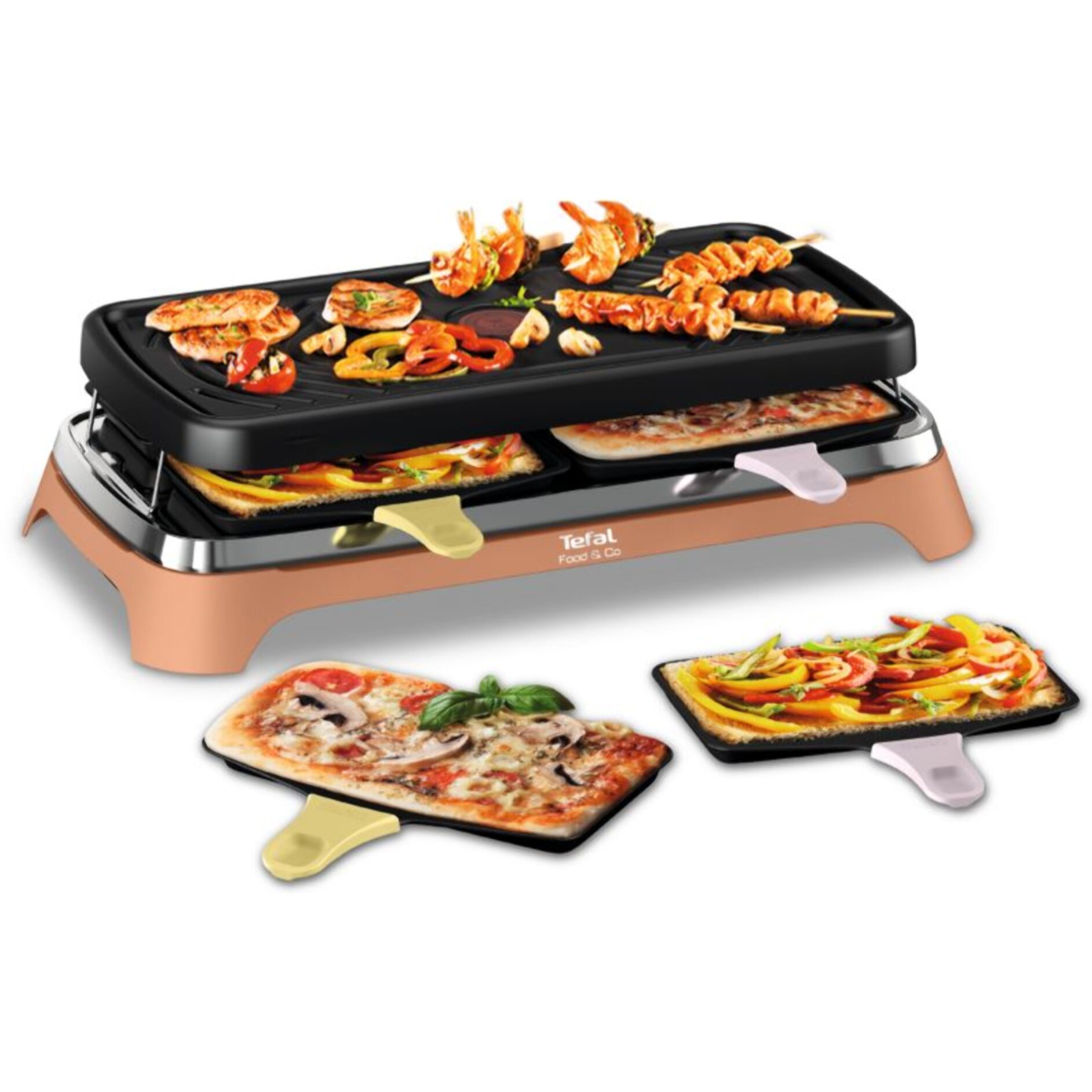 Raclette TEFAL 2 en 1 plancha Food & Co x8 RE651JF0