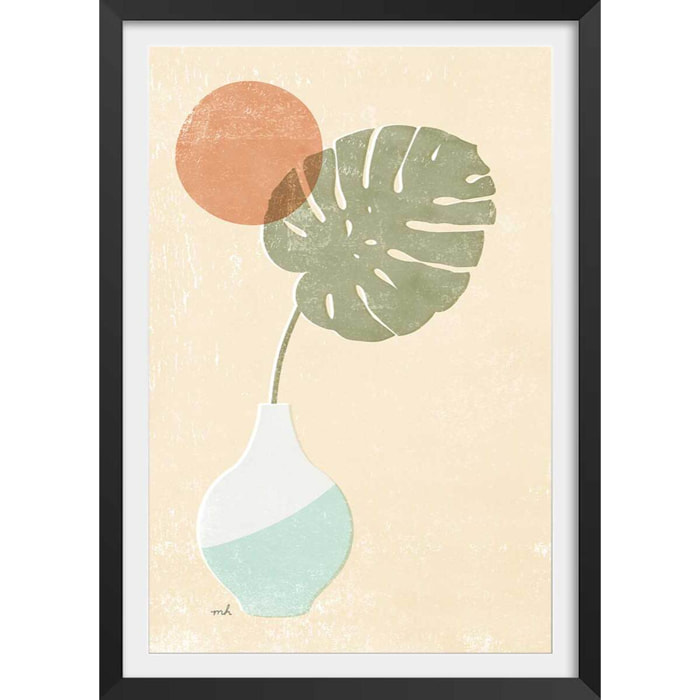Affiche Monstera blush Affiche + cadre en bois - Noir
