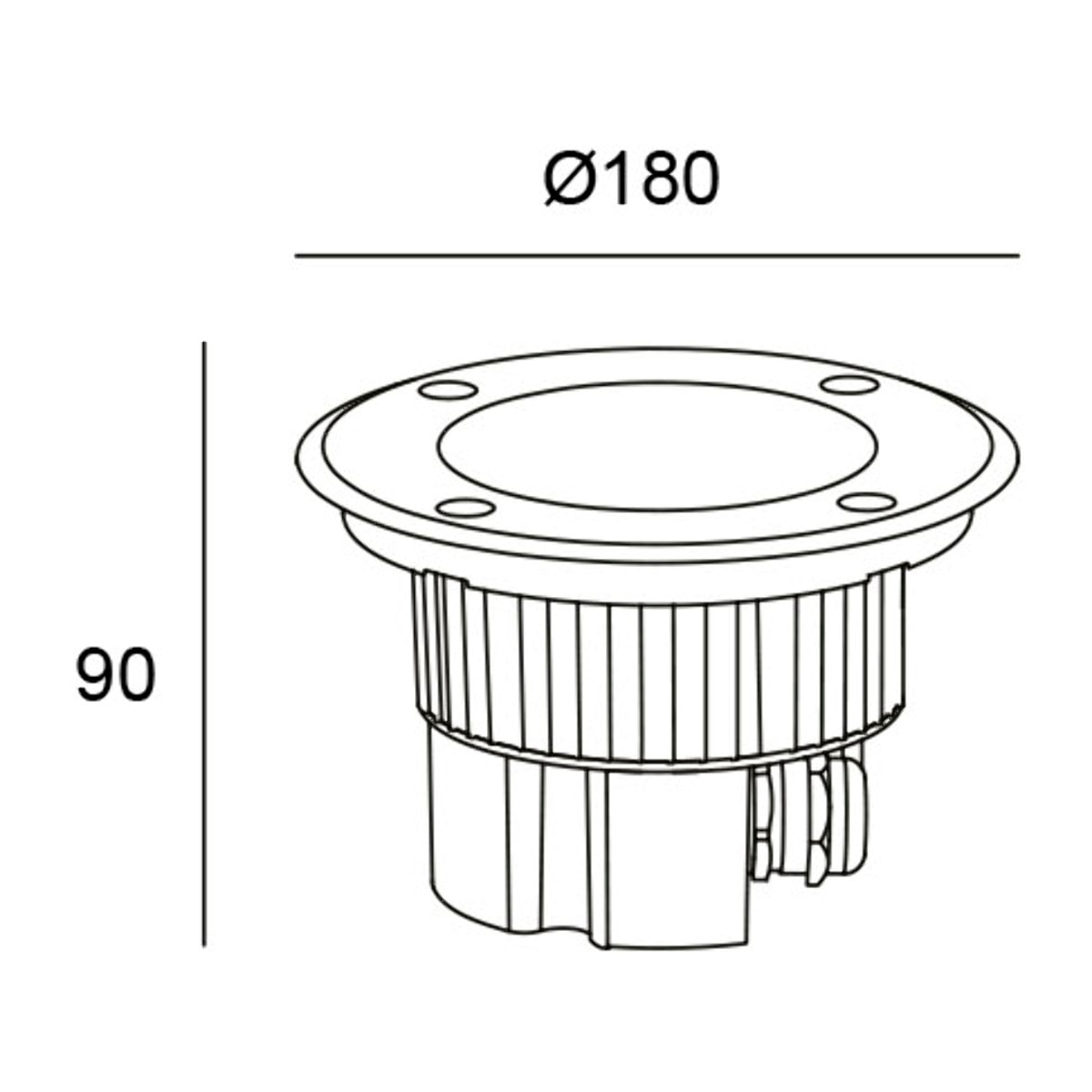 LEDS C4 Empotrable de suelo IP65-IP67 Gea Power LED Round ø180mm LED 22 Blanco cálido - 3000K ON-OFF Acero inoxidable AISI 316 1101lm