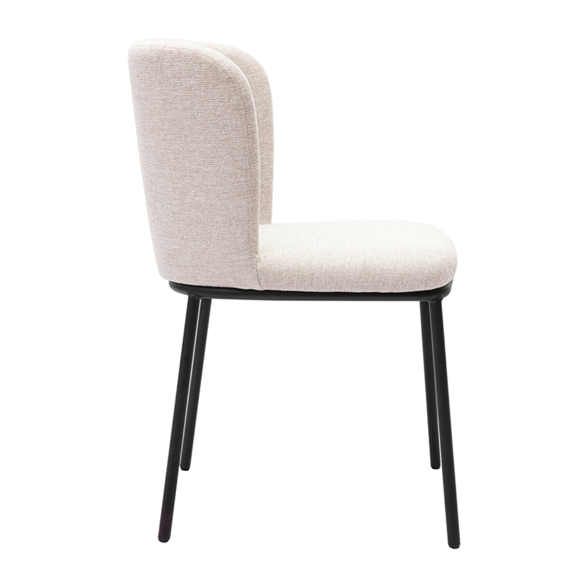 Chaises en tissu effet velours texturé beige et métal noir (lot de 2) LISOR