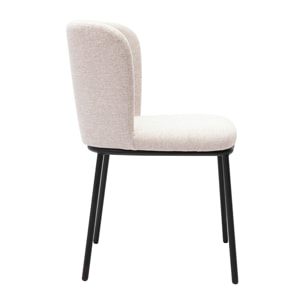 Chaises en tissu effet velours texturé beige et métal noir (lot de 2) LISOR