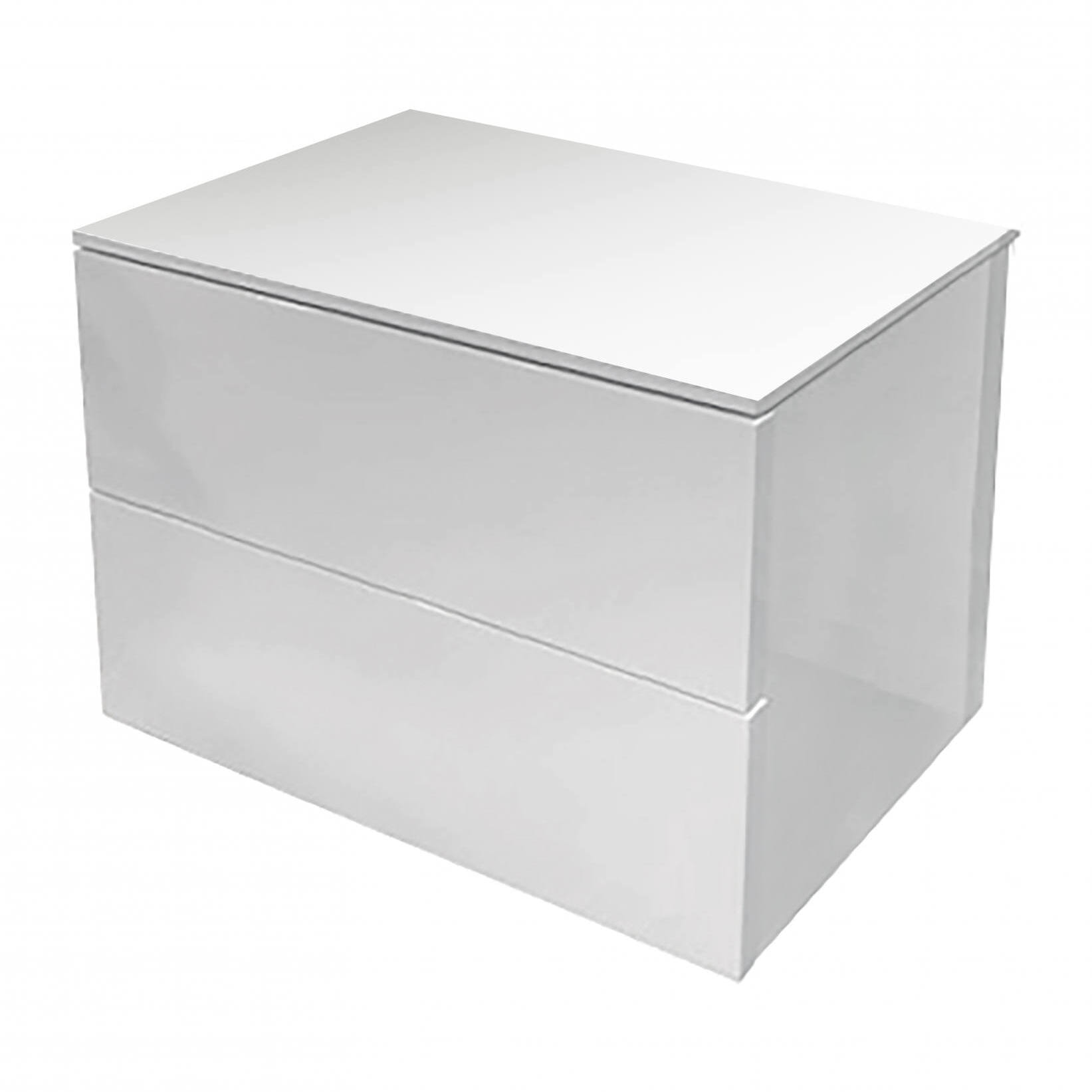 Comodino da camera con due cassetti, 55 x 44 x 44, Bianco