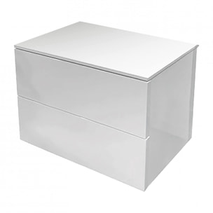 Comodino da camera con due cassetti, 55 x 44 x 44, Bianco