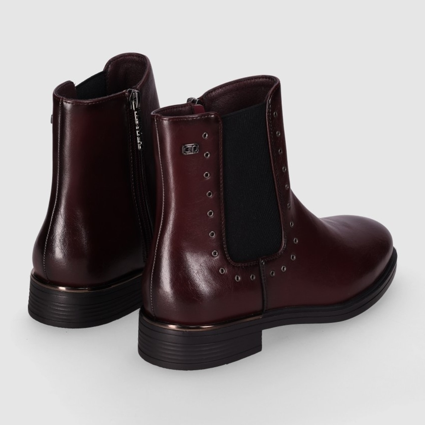 Botines - Vino - Tacón: 3 cm
