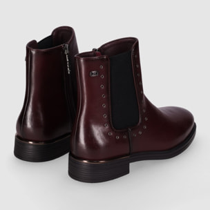 Botines - Vino - Tacón: 3 cm