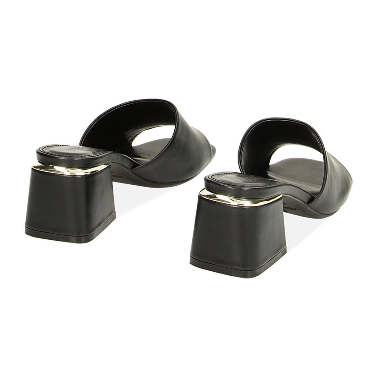 Mules Open Toe nere, tacco 6 cm