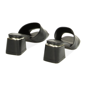 Mules Open Toe nere, tacco 6 cm