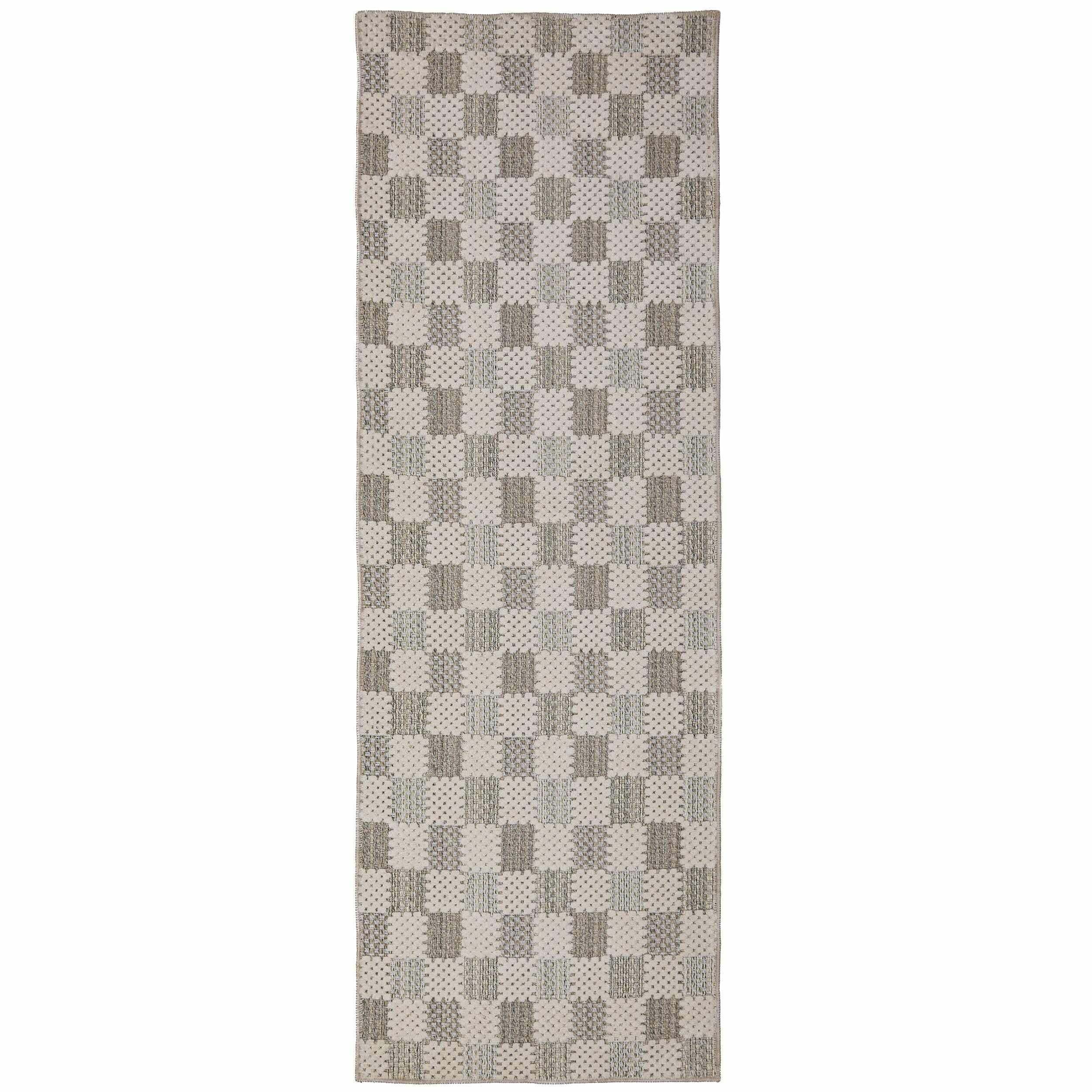 Tapis de couloir lavable MUTED CHECKERBOARD
