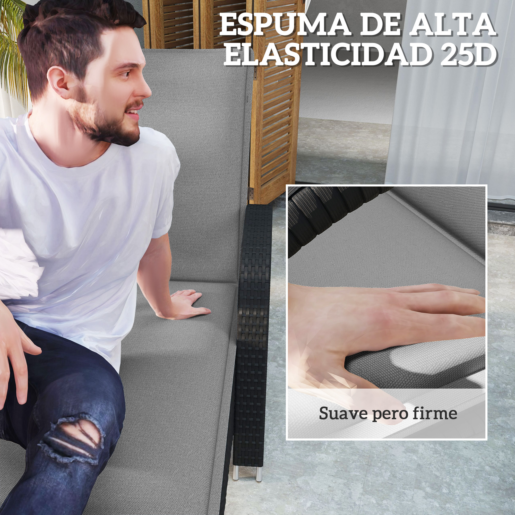 Pack 2 Cojines para Tumbonas Plegables Colchonetas para Tumbonas de Jardín Exterior 193x58x6 cm con Correas de Sujeción Protección UV Resistente a Salpicaduras Gris