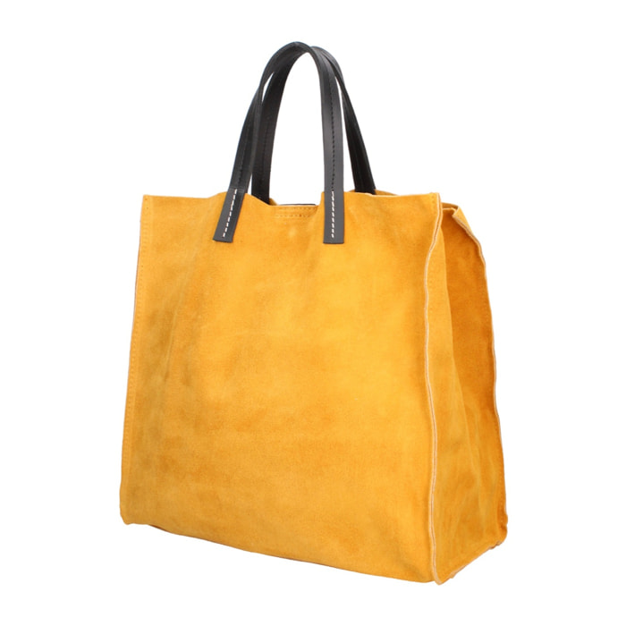 Borsa a mano da donna Made in Italy - Modello Novara Lux - Pelle Scamosciata - 34.5 x 32.0 x 17.0 cm