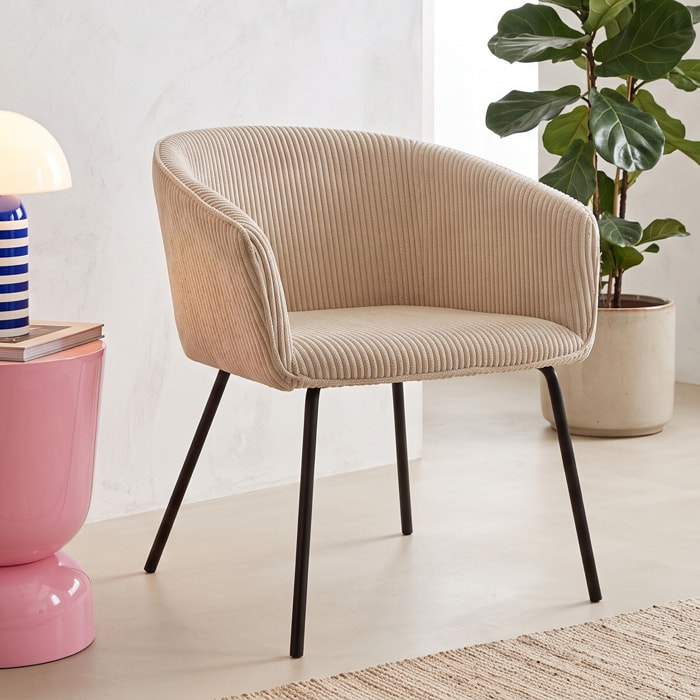 Lot de 2 fauteuils de table en velours côtelé - SWANN