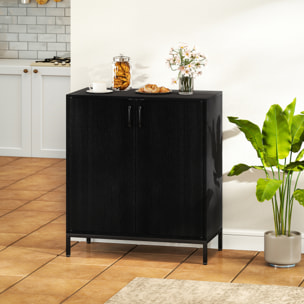 Aparador para Salón con 2 Puertas, Aparador de Cocina Moderno, Estante Ajustable y Base Elevada, para Comedor, Pasillo, Dormitorio, 80x40x90 cm, Negro
