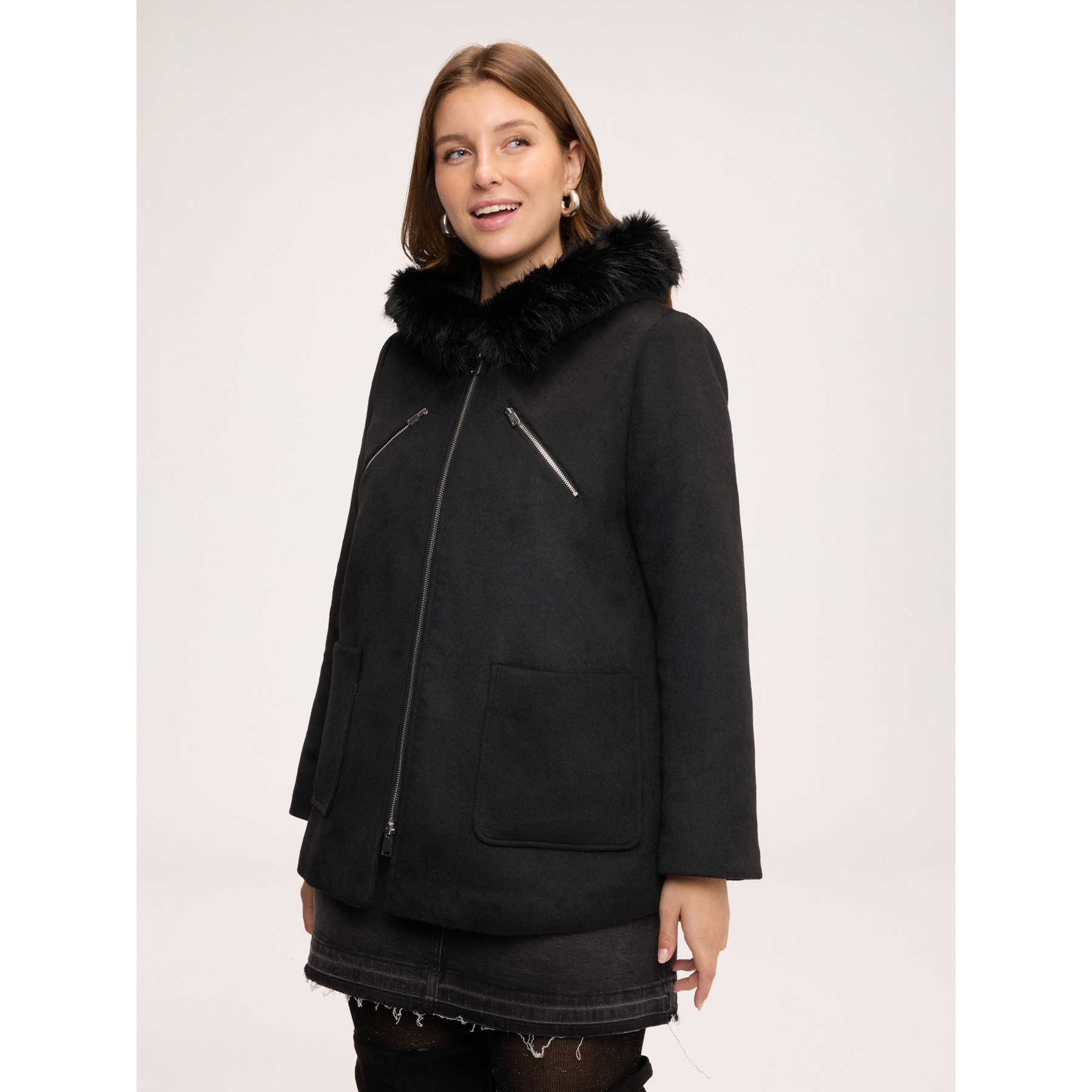Fiorella Rubino - Parka in lana con cappuccio - Nero