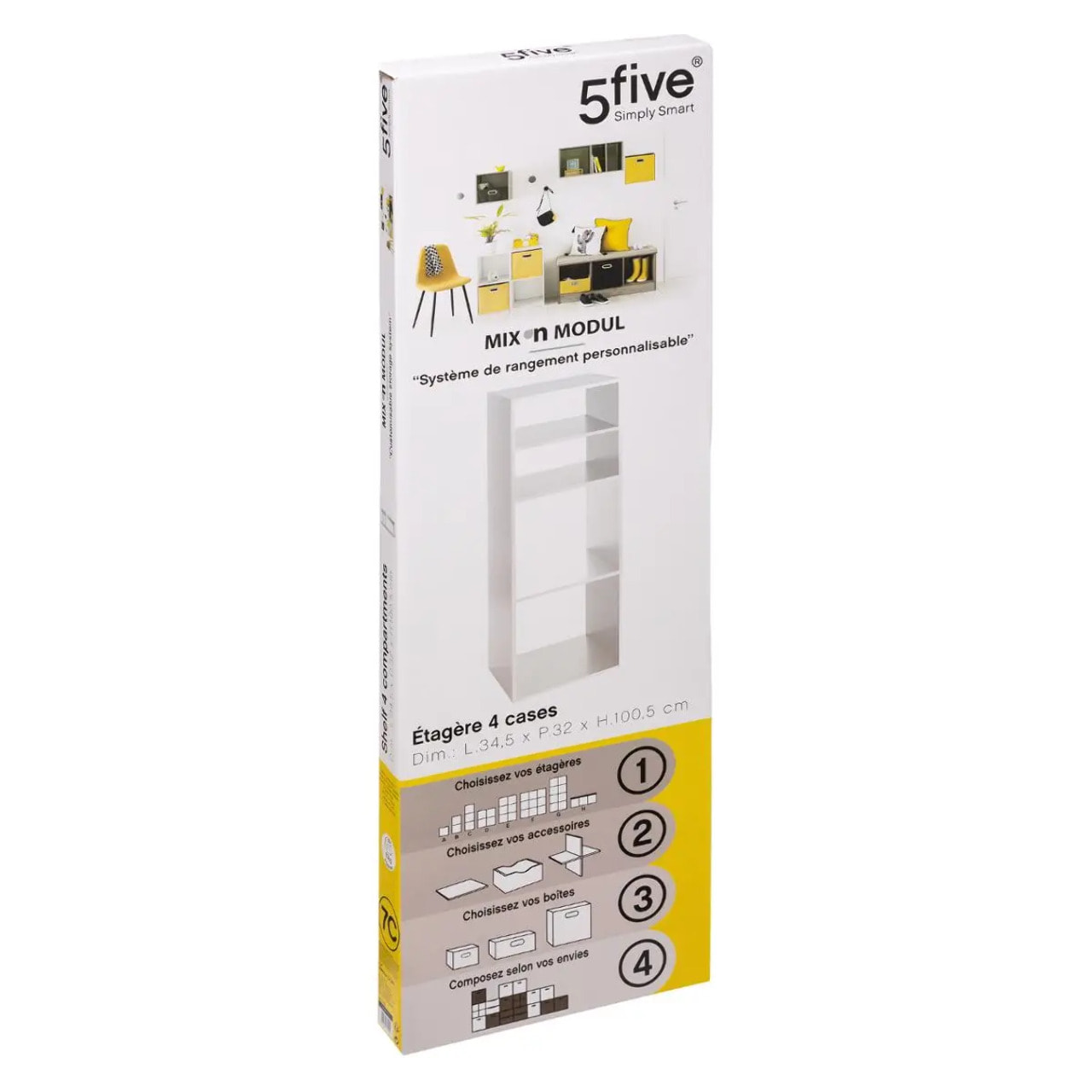 Étagère colonne 4 cases "Mix N' Modul" blanc