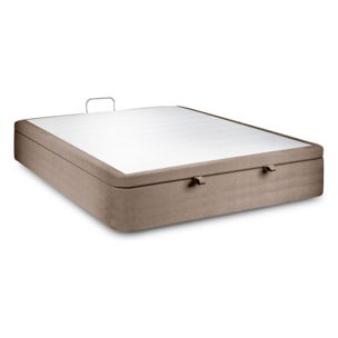 Sommier Coffre en velours chic - Grand coffre et ouverture facile - Montage rapide, adapté à tous les matelas - Hauteur Totale de 39cm - Finition élégante - 2 places