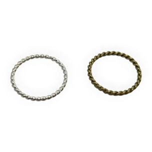 Pack anillos Latón rizado mix plata-oro T-13